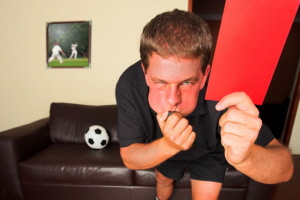Referee showing the red card
