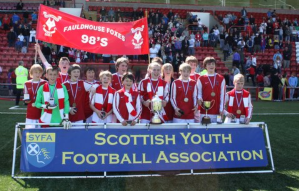 Fauldhouse Foxes celebrate winning the SYFA Cup